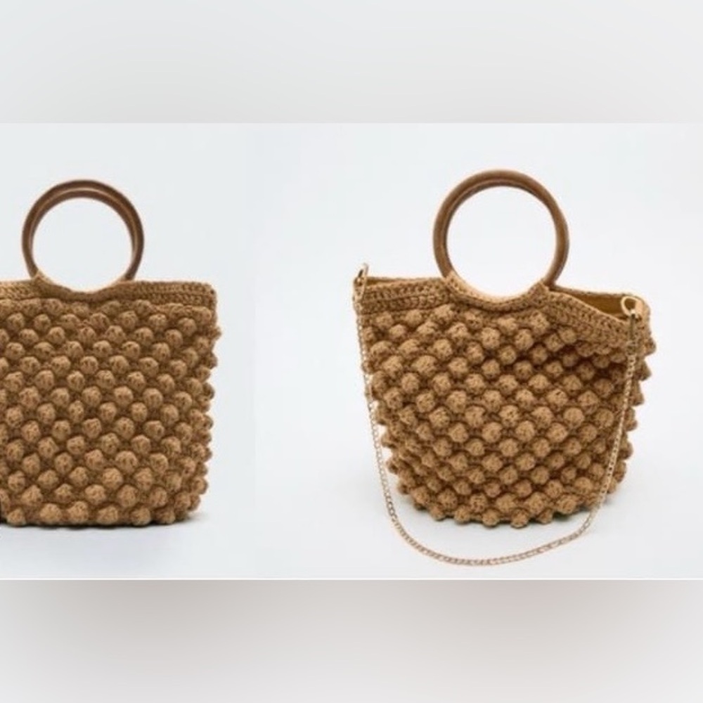 ZARA Knitted Popcorn Tote